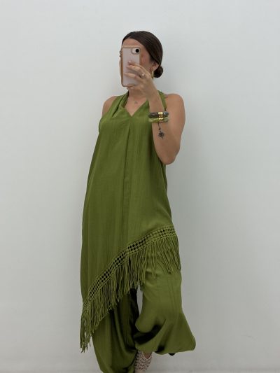 Alternative view of BLUSA TÚNICA FLECOS PISTACHO