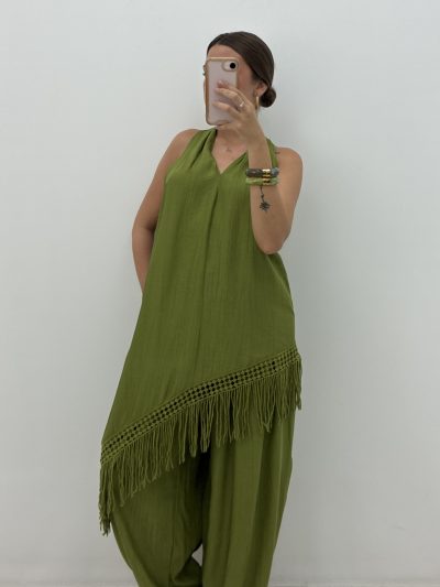 BLUSA TÚNICA FLECOS PISTACHO