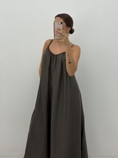 Alternative view of VESTIDO MAXI MUSELINA MARRÓN