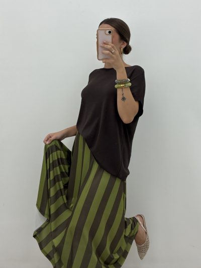 FALDA MIDI LICRA FRÍA RAYAS VERDE