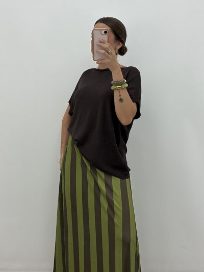 Alternative view of FALDA MIDI LICRA FRÍA RAYAS VERDE