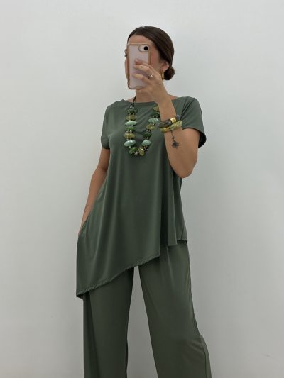 Alternative view of CAMISETA ASIMÉTRICA LICRA FRÍA KAKI