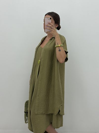 Alternative view of BLUSÓN CAMISERO MUSELINA KAKI