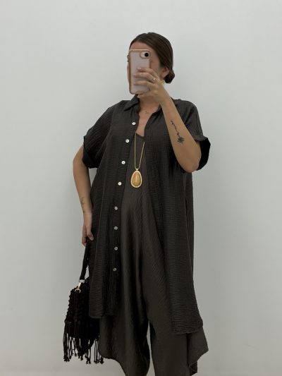 BLUSÓN CAMISERO MUSELINA MARRÓN