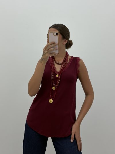 TOP LENCERO BURDEOS CON ENCAJE