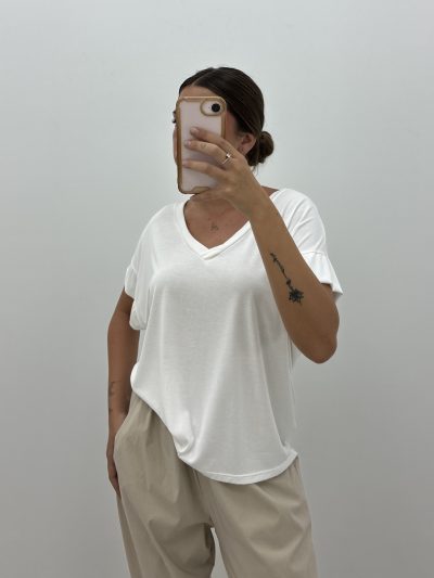 CAMISETA PICO FLUIDA BLANCO