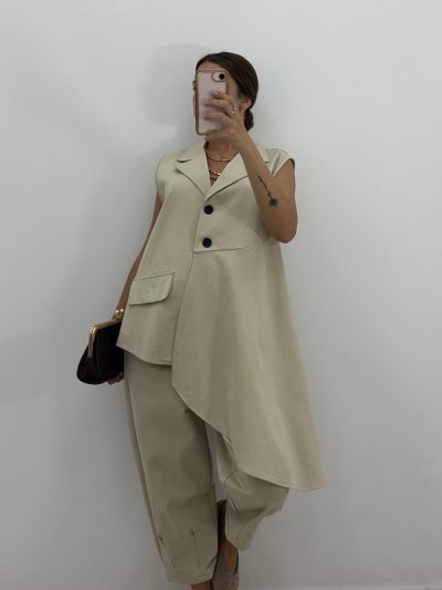 PANTALÓN PUNTO BOMBACHO BEIGE