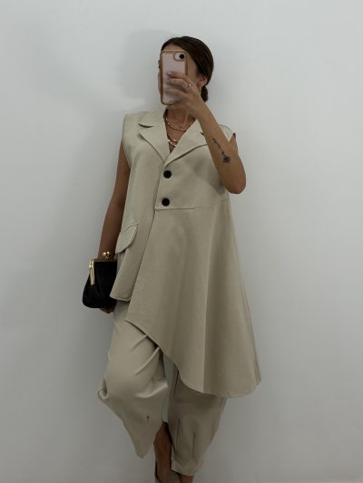 Alternative view of PANTALÓN PUNTO BOMBACHO BEIGE