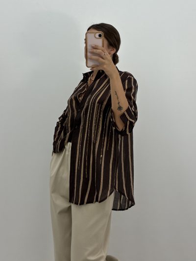 BLUSA RAYAS BRILLO DORADO