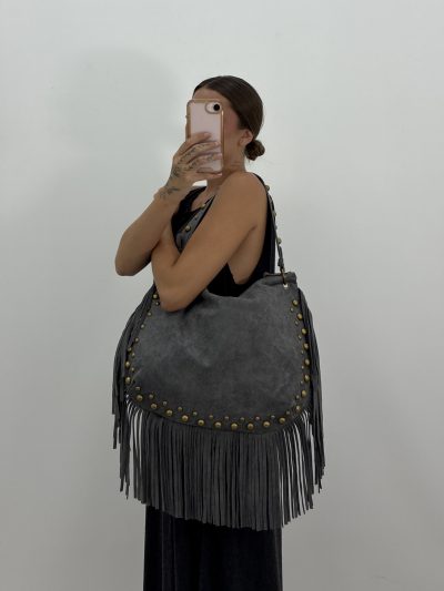 BOLSO BANDOLERA BOHO GRIS