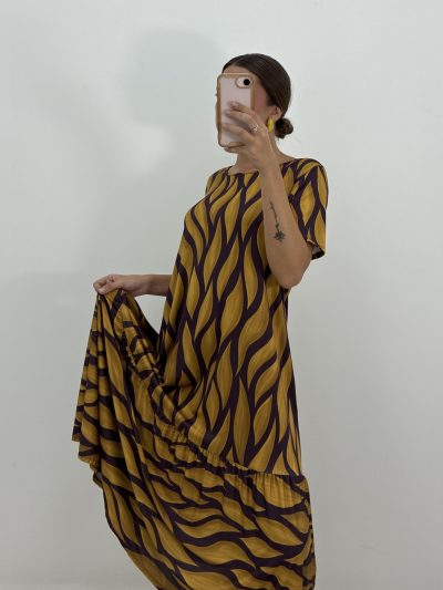 Alternative view of VESTIDO LICRA FRÍA ESTAMPADO MOSTAZA