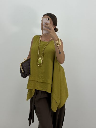 Alternative view of BLUSA ASIMÉTRICA PISTACHO
