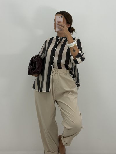 Alternative view of PANTALÓN ANCHO BEIGE GOMA CINTURA