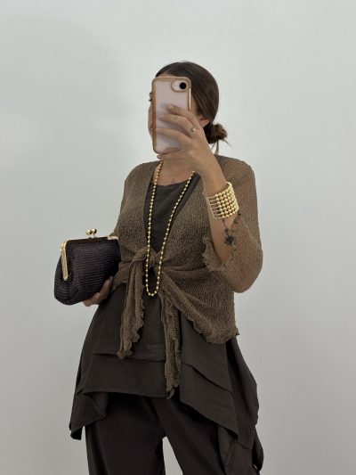 CHAQUETA BOLERO PUNTO FINO TAUPE