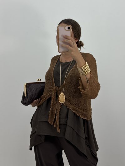 Alternative view of CHAQUETA BOLERO PUNTO FINO CAMEL