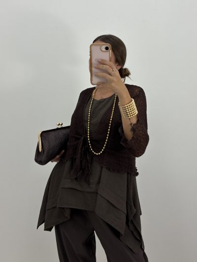 CHAQUETA BOLERO PUNTO FINO MARRÓN