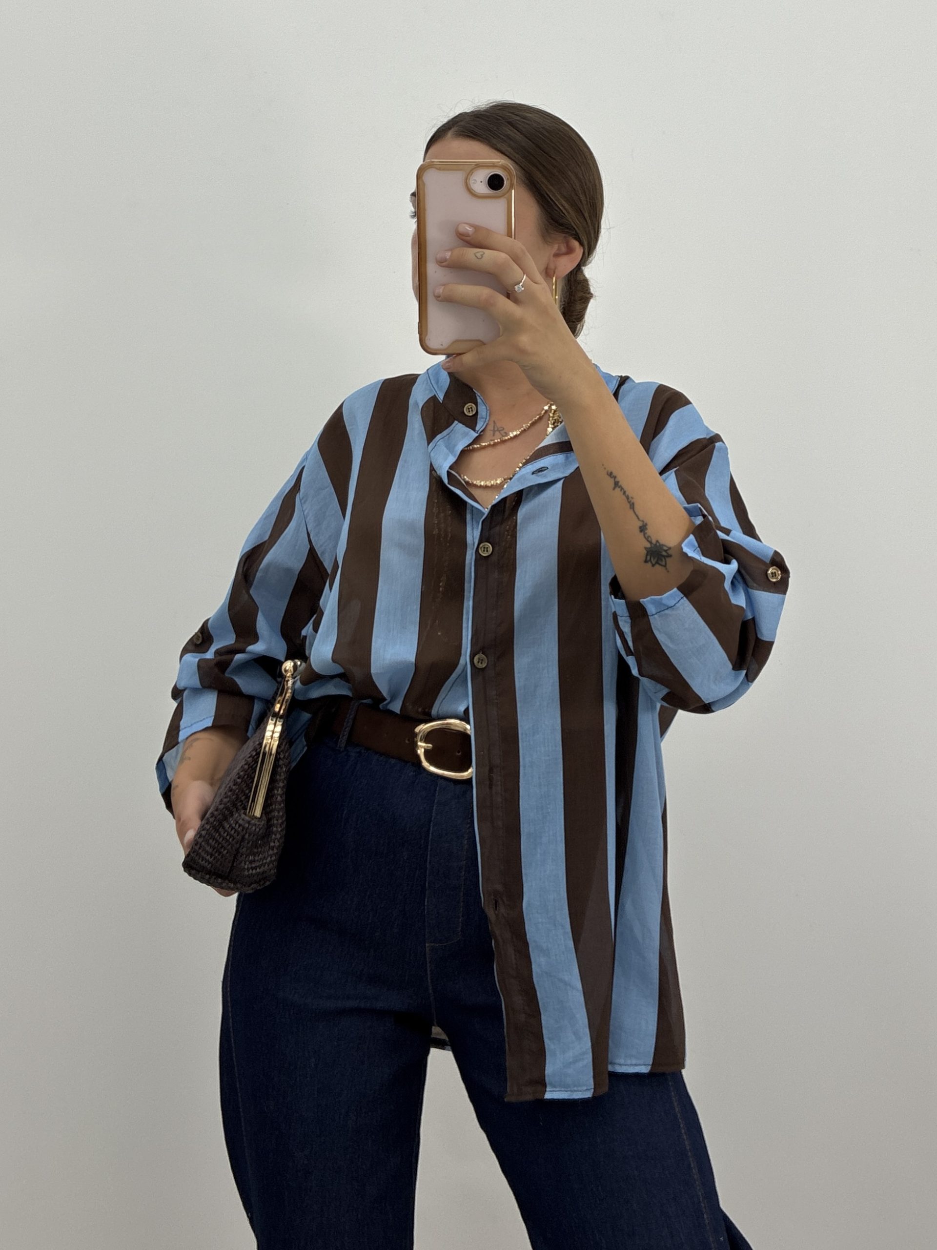 CAMISA RAYAS VERTICALES OVERSIZE AZUL