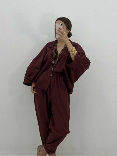 PANTALÓN ANCHO BURDEOS GOMA CINTURA