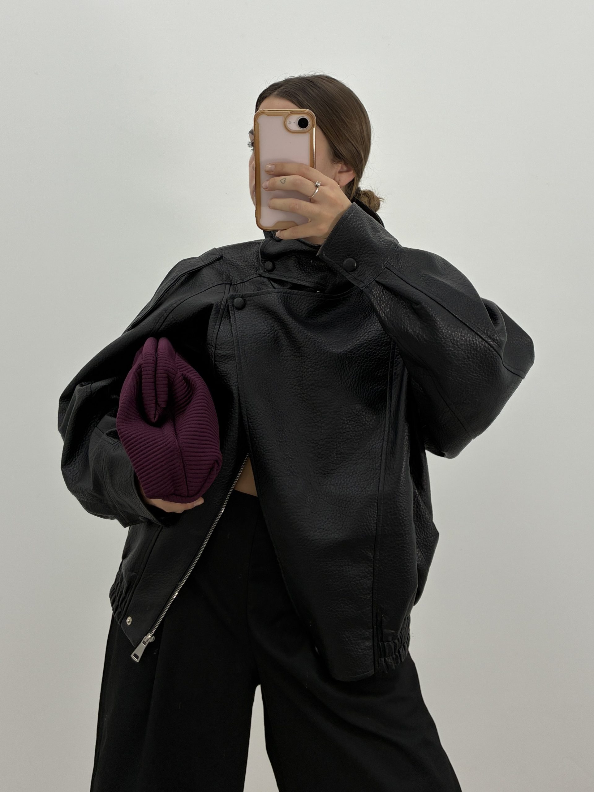 CHAQUETA BOMBER POLIPIEL NEGRO - Imagen 2