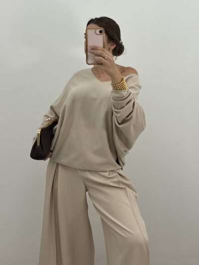 Alternative view of JERSEY MURCIÉLAGO PUNTO FINO BEIGE
