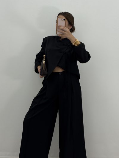 PANTALÓN PALAZZO ANCHO TALLE ALTO NEGRO