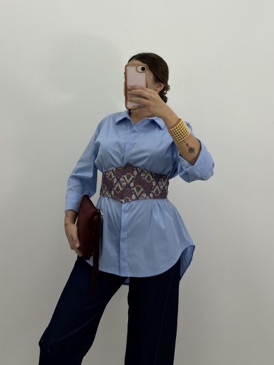 FAJÍN TEJIDO ESTAMPADO BERENJENA / AZUL
