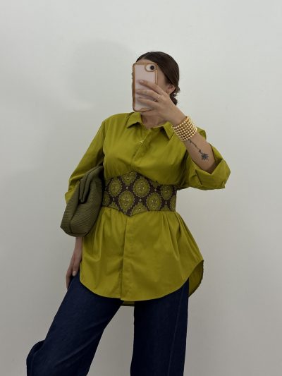 FAJÍN TEJIDO ESTAMPADO PISTACHO / MARRÓN