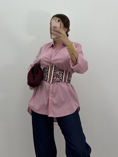 FAJÍN TEJIDO ESTAMPADO GRANATE / BEIGE