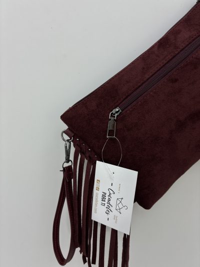 Alternative view of BOLSO CLUTCH EFECTO ANTE FLECOS GRANATE