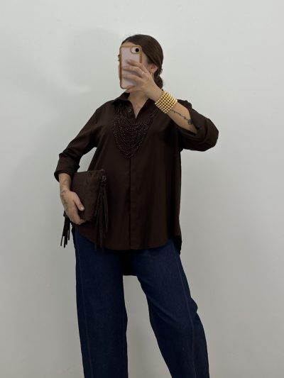 CAMISA GALA MARRÓN