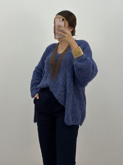 CHAQUETA PUNTO MANGA MURCIÉLAGO AZUL