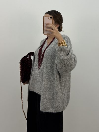 Alternative view of CHAQUETA PUNTO MANGA MURCIÉLAGO GRIS PERLA