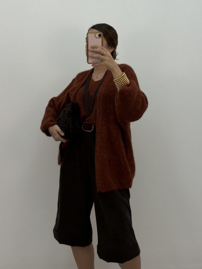 CHAQUETA PUNTO MANGA MURCIÉLAGO TEJA