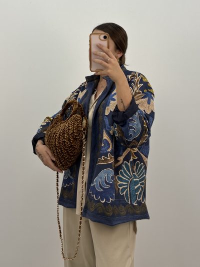 Alternative view of CHAQUETA KIMONO EFECTO BORDADO AZUL