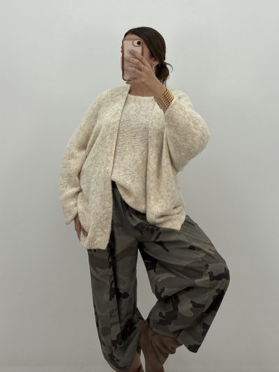 CHAQUETA PUNTO MANGA MURCIÉLAGO BEIGE