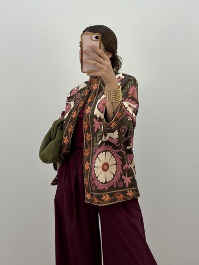 CHAQUETA KIMONO EFECTO BORDADO KAKI - Imagen 3