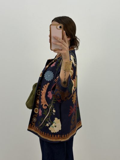 Alternative view of CHAQUETA KIMONO EFECTO BORDADO AZUL